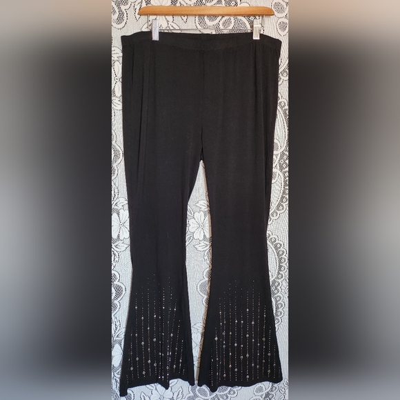 Vocal - Black Bellbottom Rhinestoned Pants - (2XL) - Picture 2 of 5